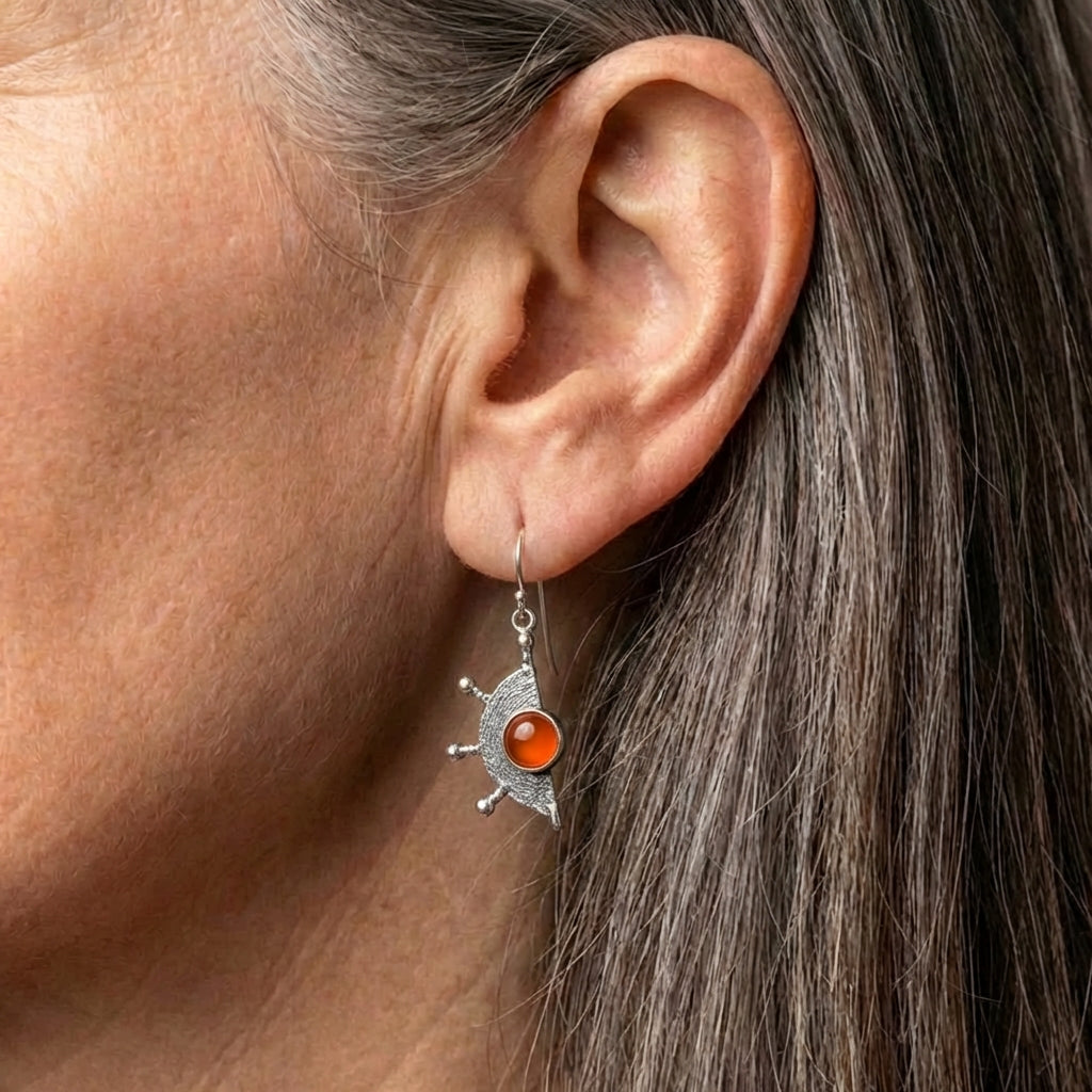 Carnelian Wheel Earrings