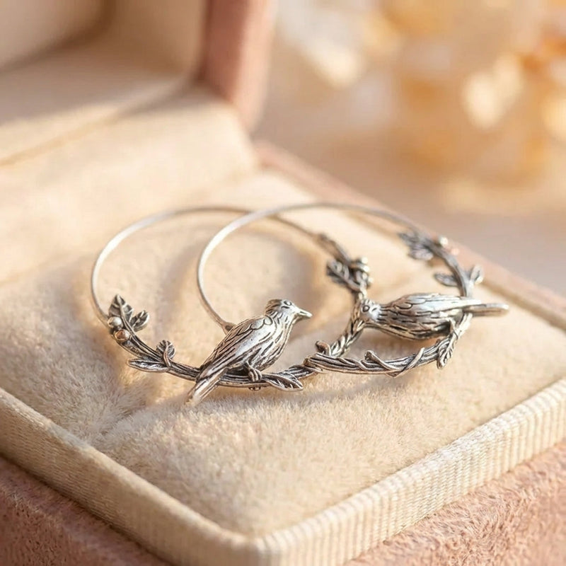 Vintage Bird Hoop Earrings