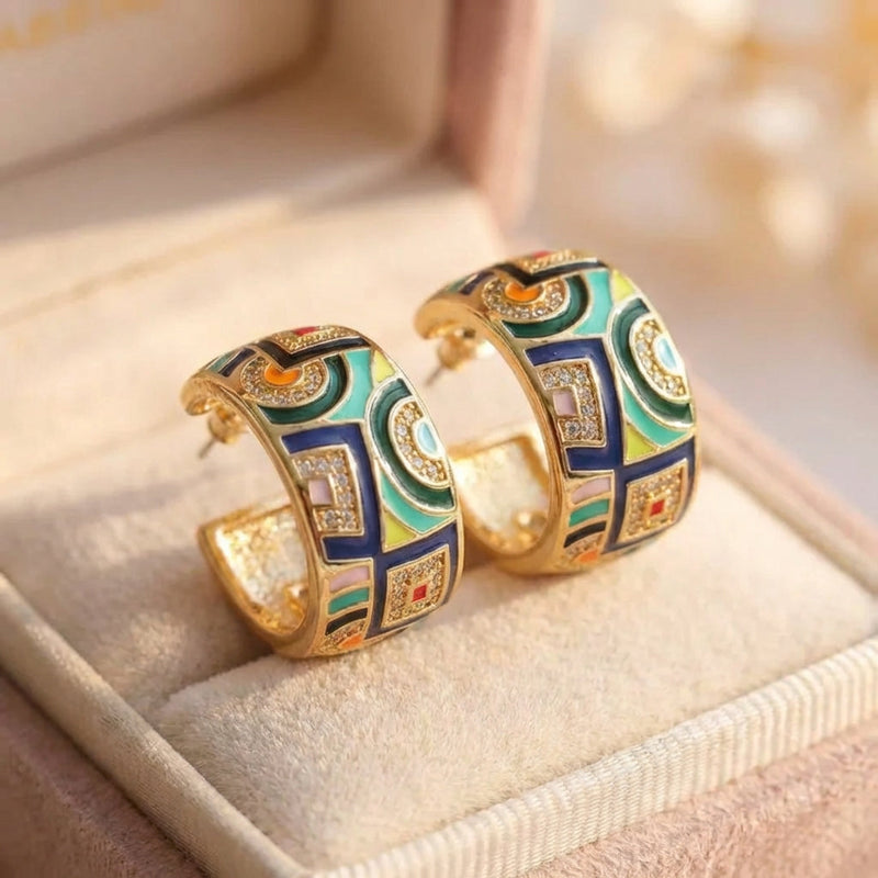 Elegant Colorful Enamel Earrings