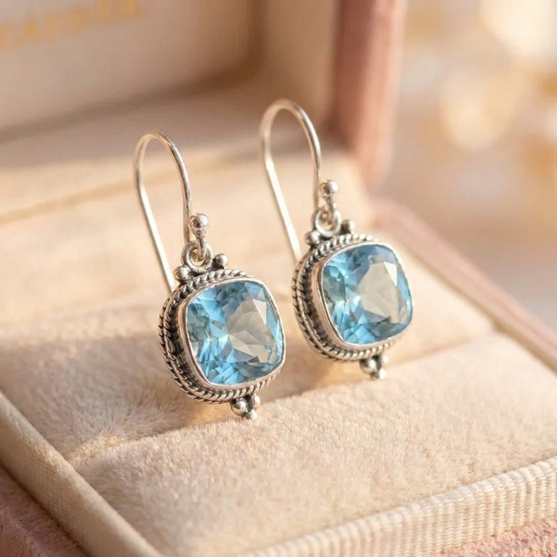 Elegant Blue Zirconia Earrings