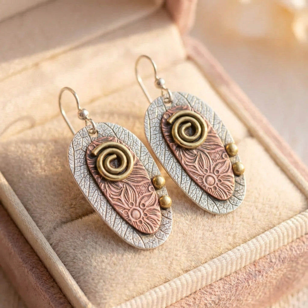 Handmade Spiral Leaf Earrings