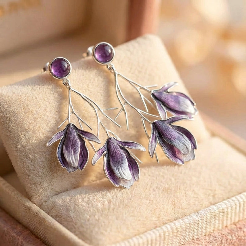 Elegant Purple Flower Earrings
