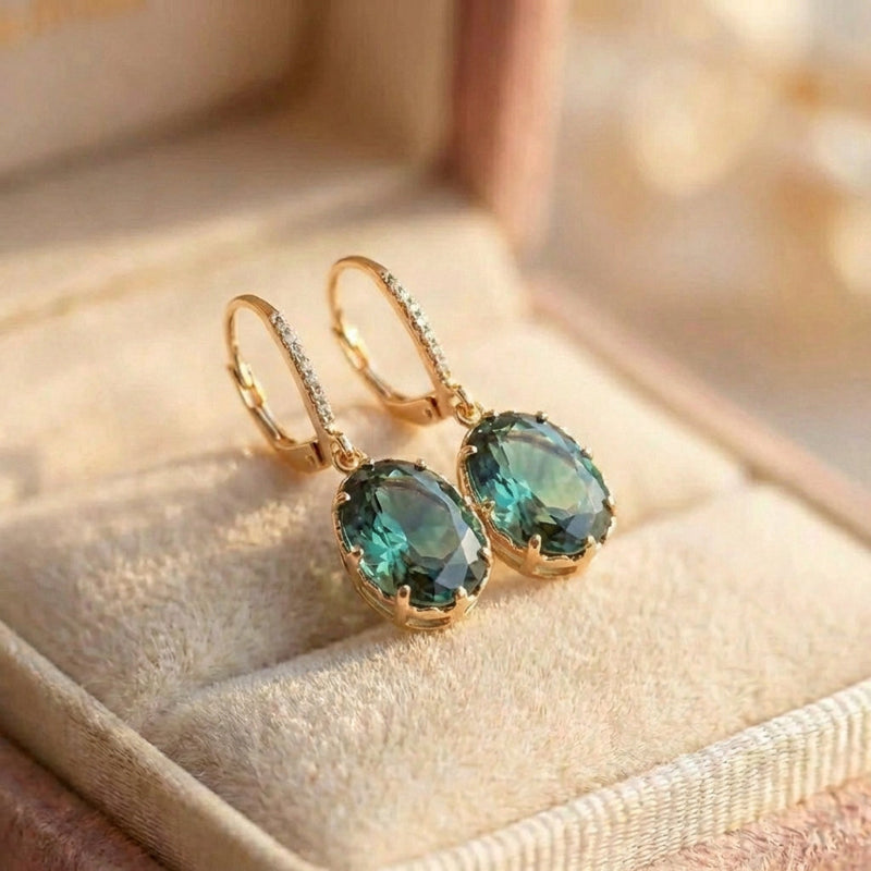Elegant Green Zircon Earrings