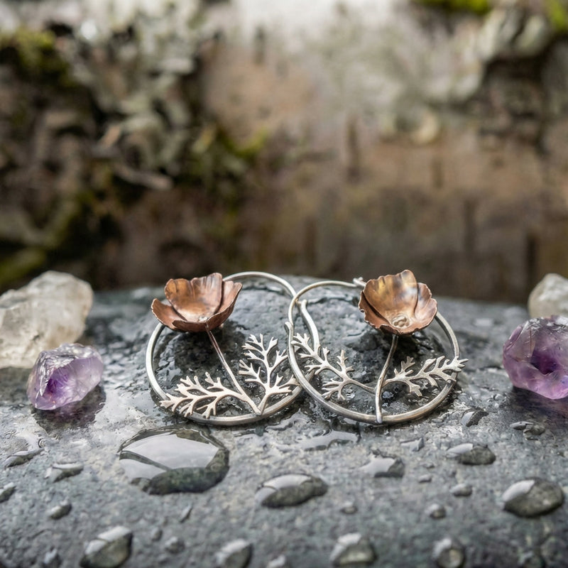 Ethnic Style Flower Hoop Dangle Earrings