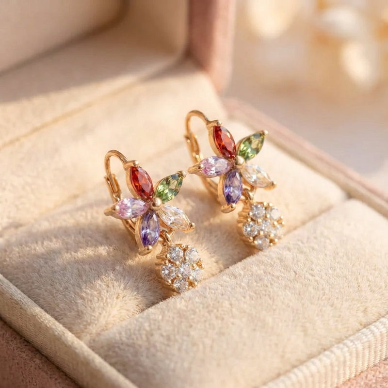 Elegant Flower Multistone Earrings