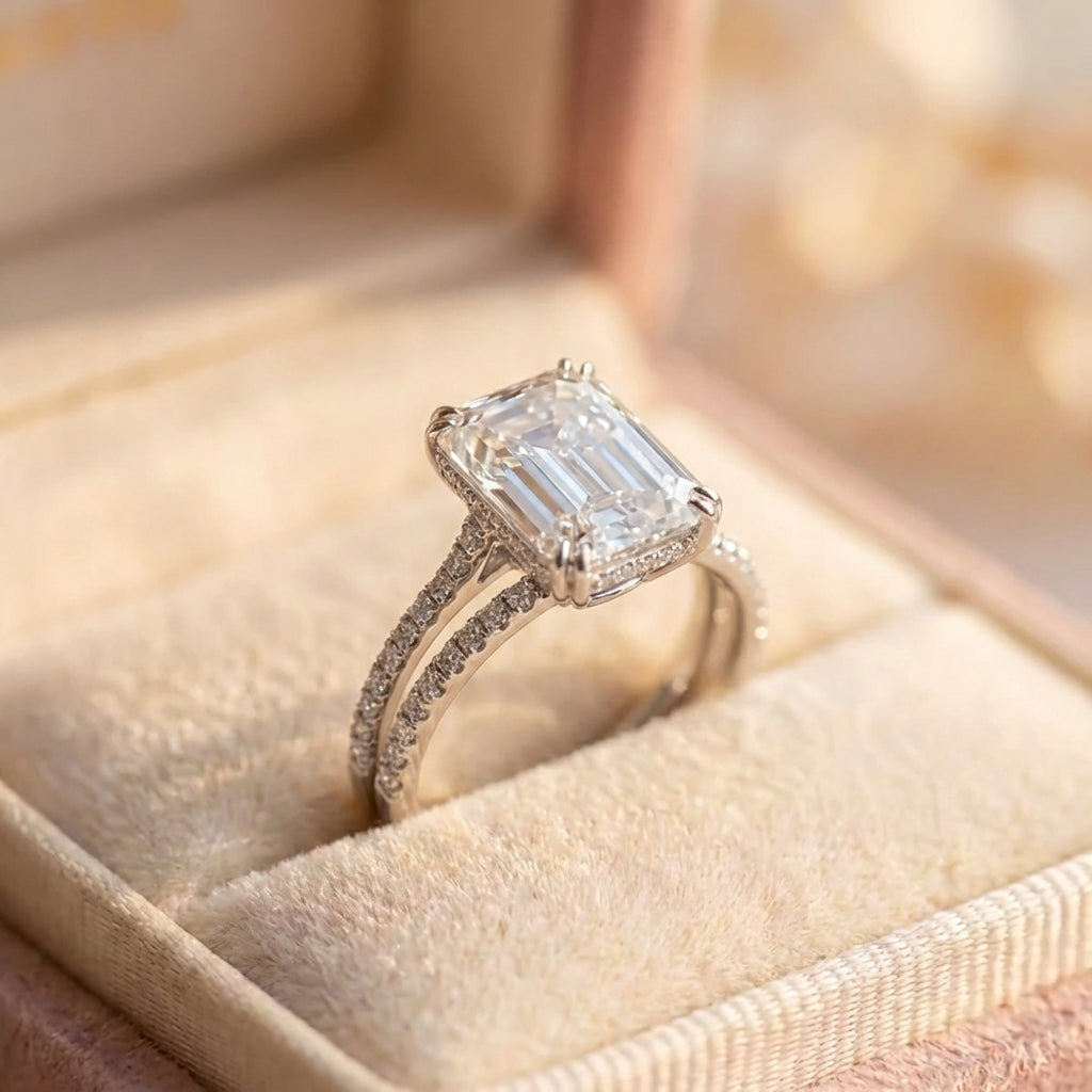 Elegant Crystal Geometric Ring
