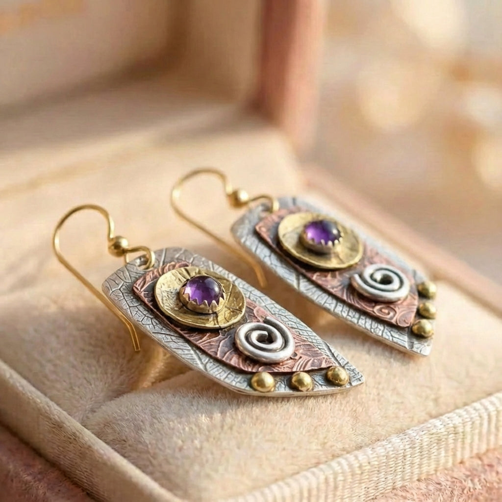 Bohemian Amethyst Drop Earrings