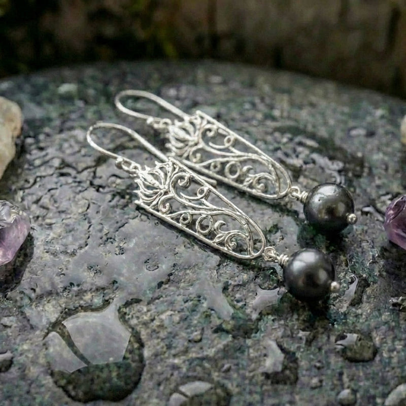 Elegant Silver Flower Earrings