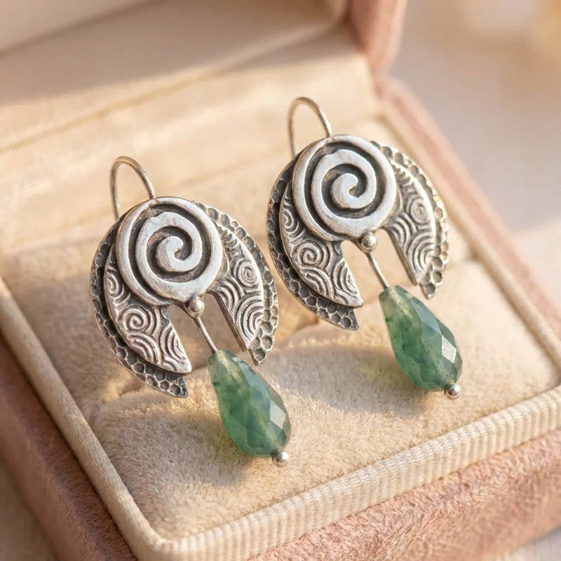 Vintage Green Dangling Stone Earrings