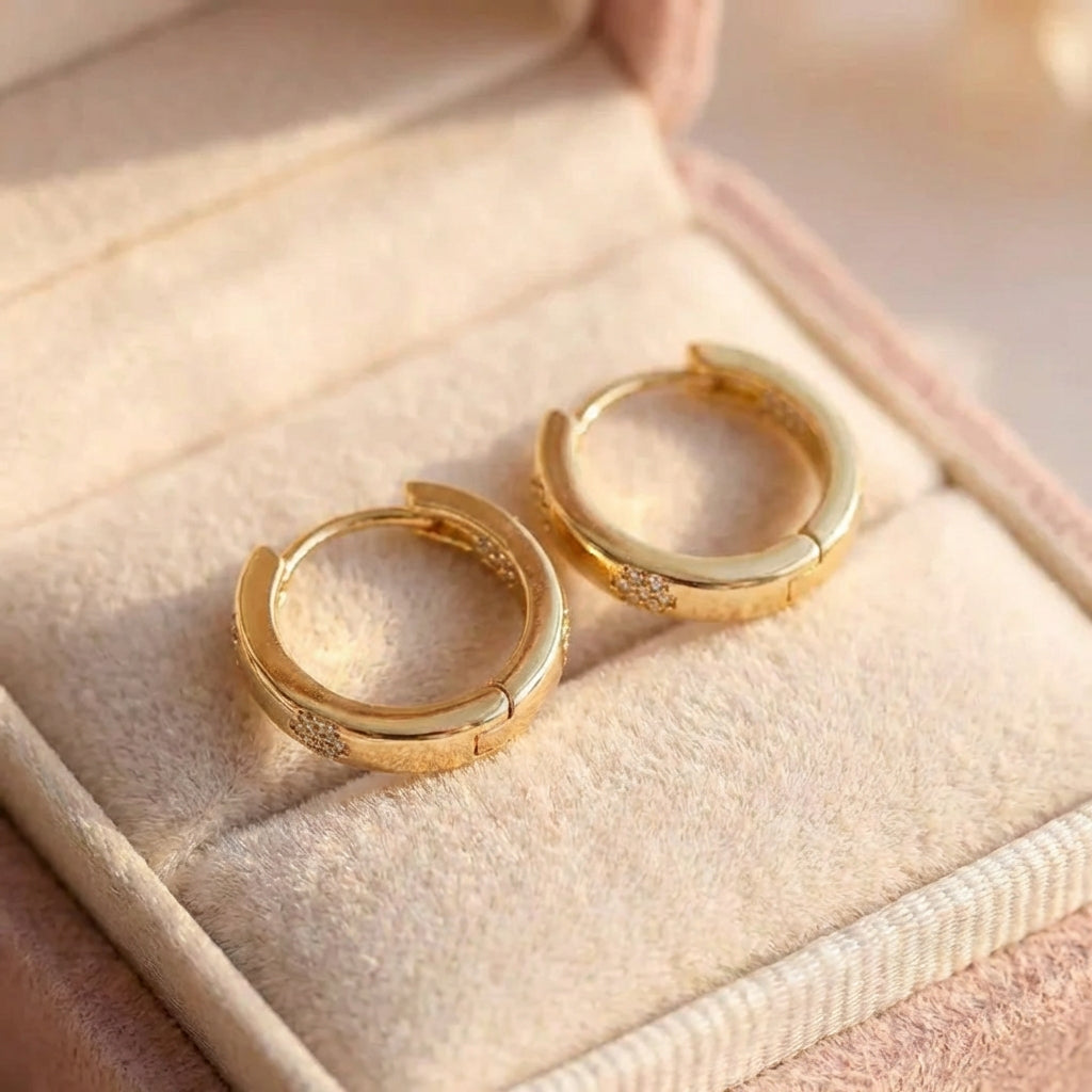 Vintage Golden Flower Hoop Earrings