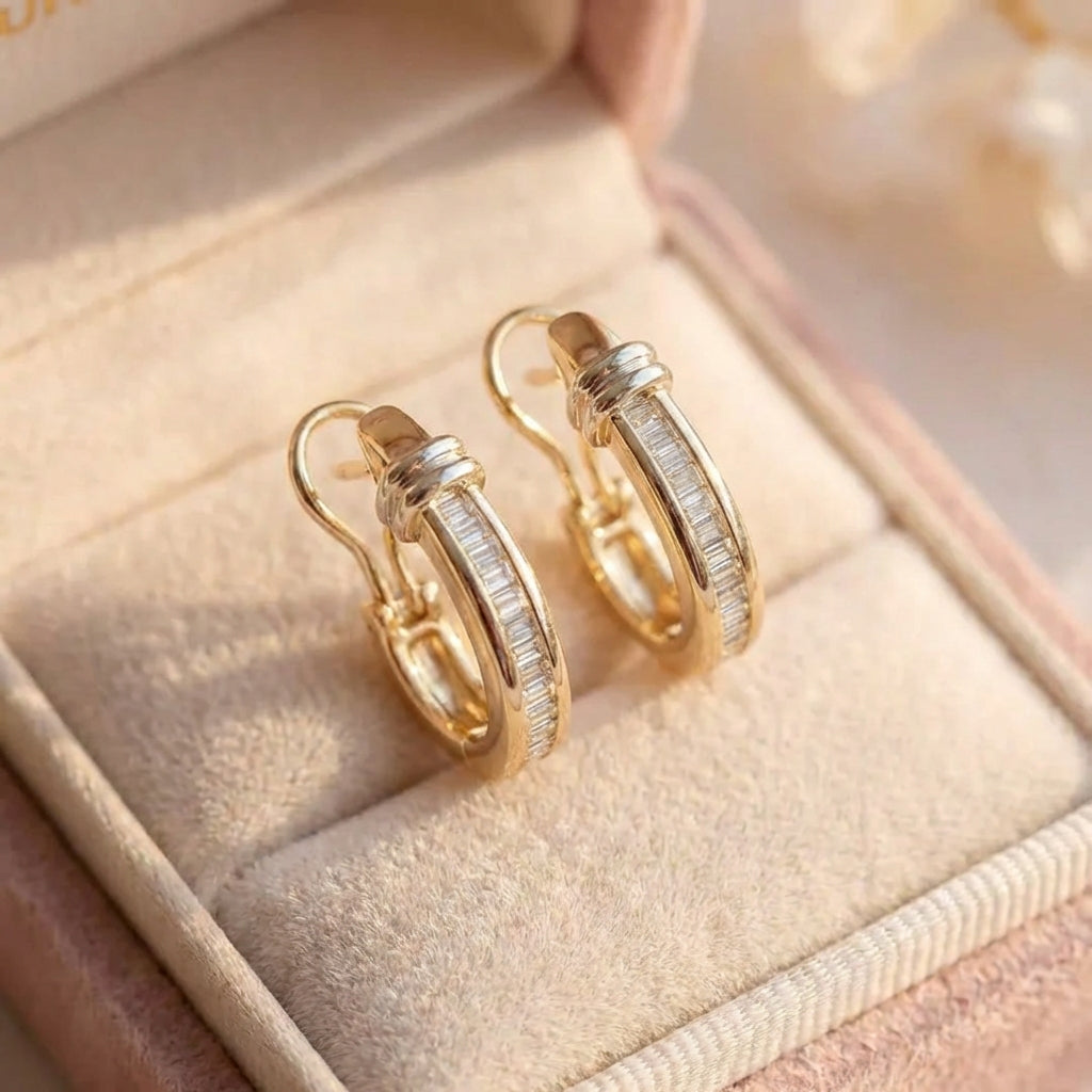Vintage Gold And Diamond Earrings