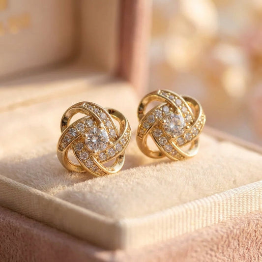 Zirconia Sphere Earrings In Gold