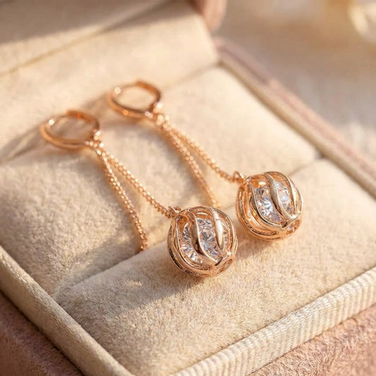 Vintage Tassel Dangle Rose Gold Earrings