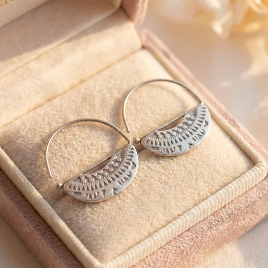 Vintage Silver Hollow Crest Earrings