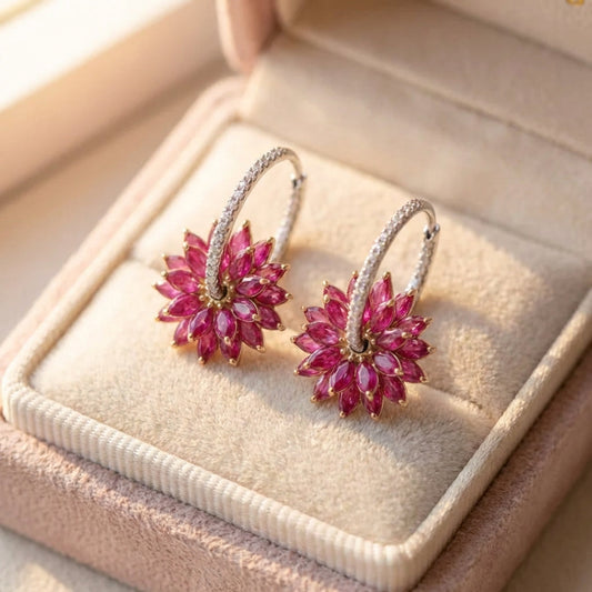 Vintage Pink Flower Earrings