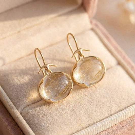 Vintage Moonstone Golden Earrings