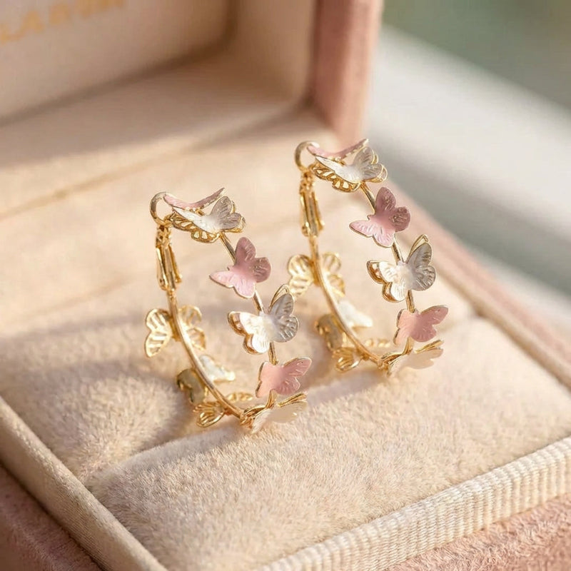 Vintage Butterflies Hoop Earrings