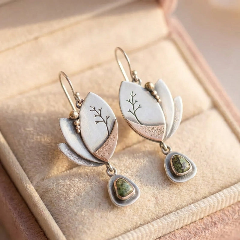 Silver Rose Gold Long Dangle Earrings