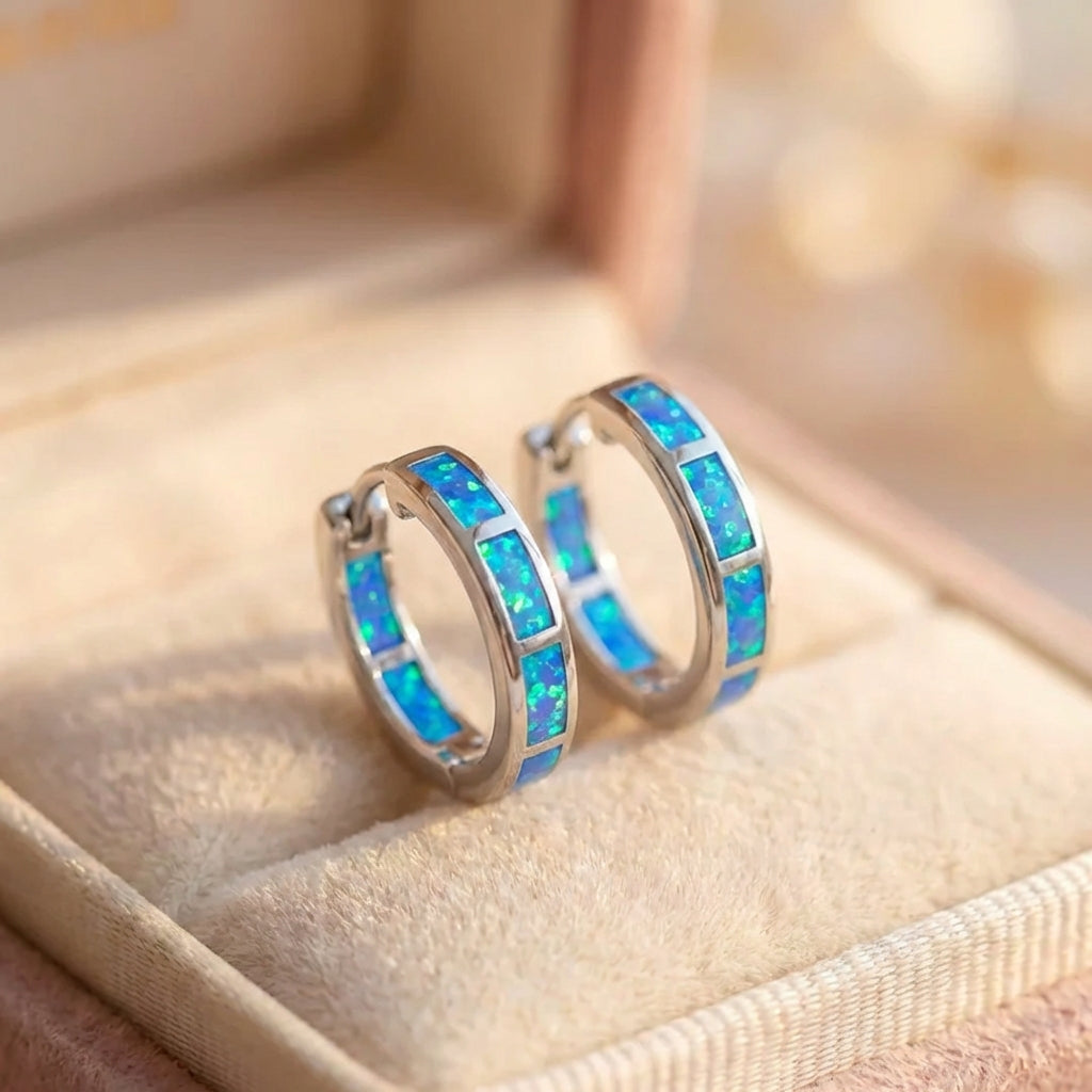 Luxury Silver And Opal Ocean Inspired Earrings