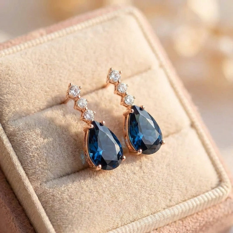 Long Summer Blue Stone Fashion Earrings