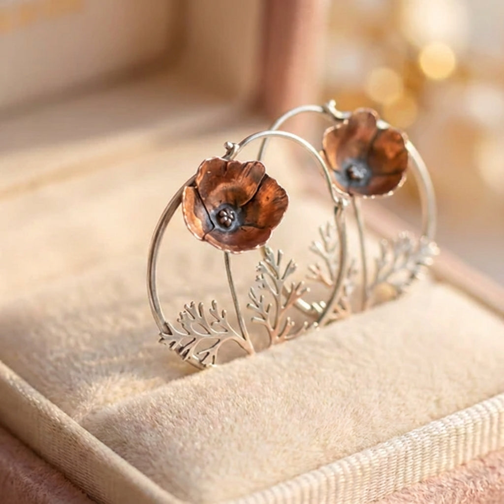 Ethnic Style Flower Hoop Dangle Earrings