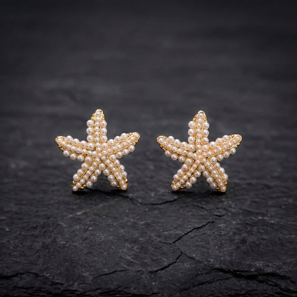 Elegant Starfish Pearl Earrings