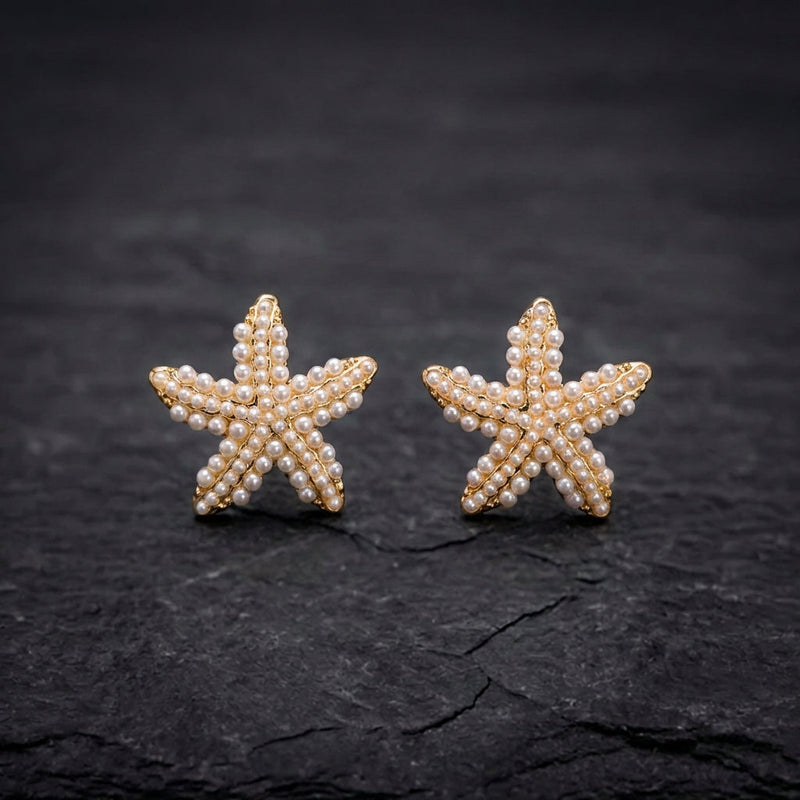 Elegant Starfish Pearl Earrings