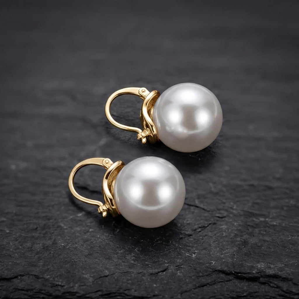 Thick Pearl Earrings In Gold