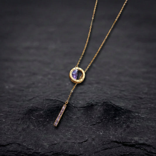 Roman Necklace With Purple Zirconia In Gold