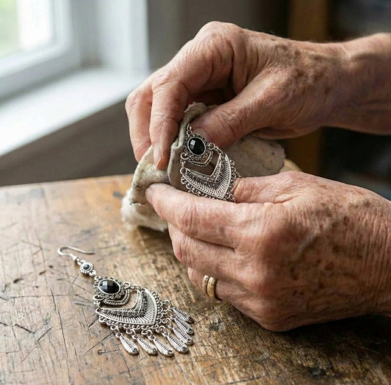 Vintage Black Rhinestone Bohemian Earrings