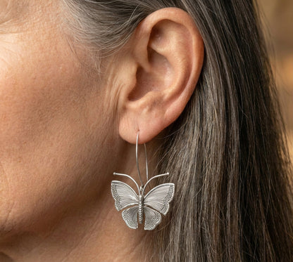 Silver Butterfly Dangle Earrings