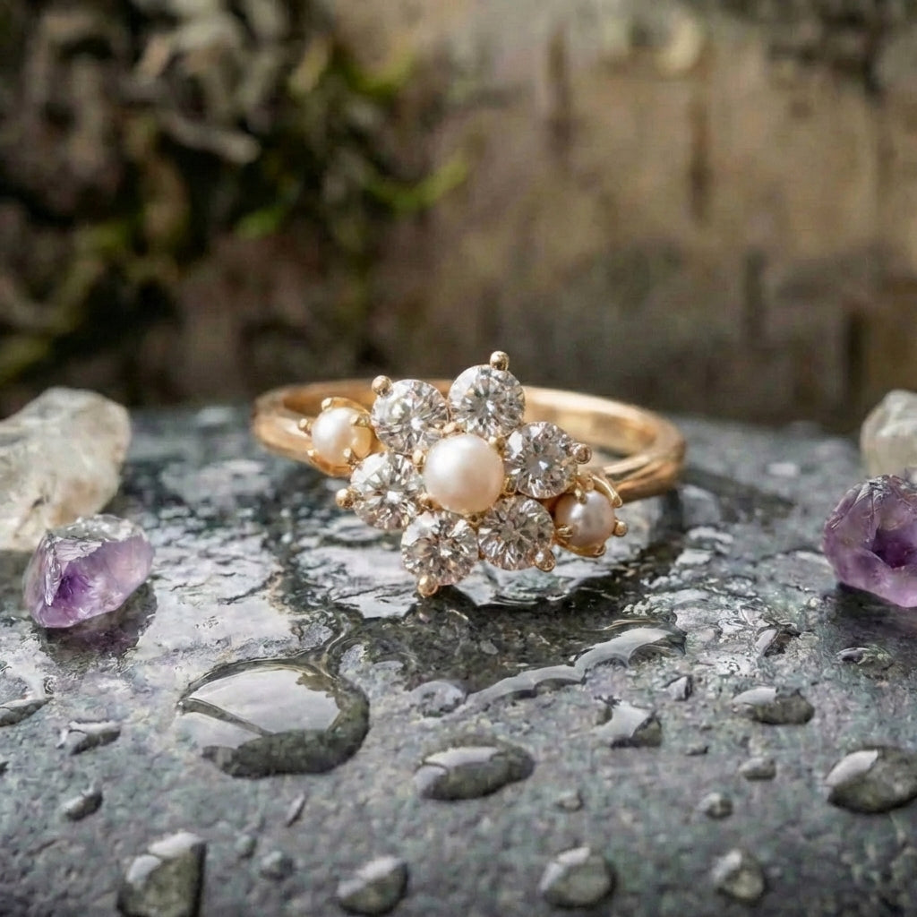 Vintage Pearl Diamond Ring