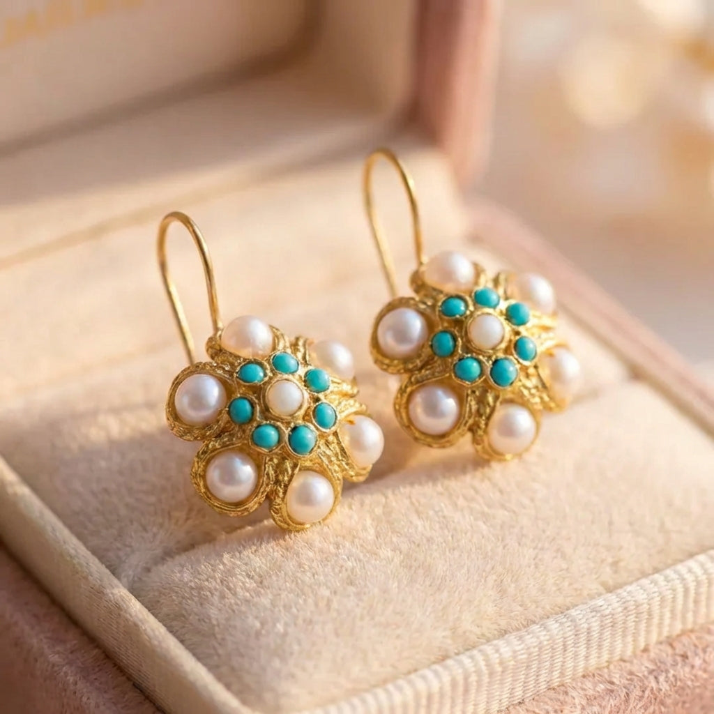 Vintage Pearl Turquoise Earrings