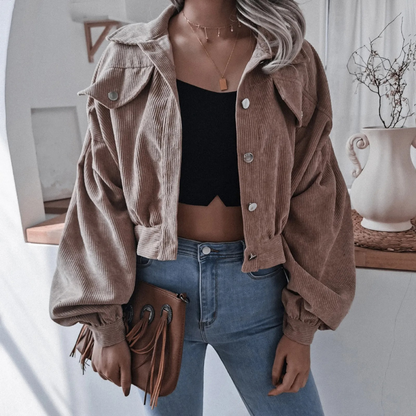 LD | casual corduroy cropped jas
