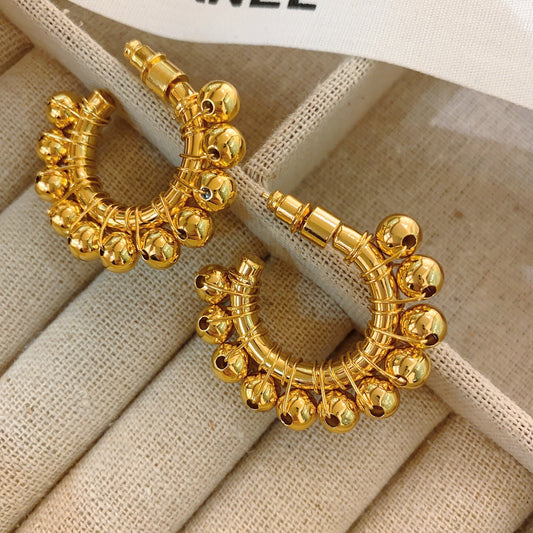 Gold Beaded Earrings