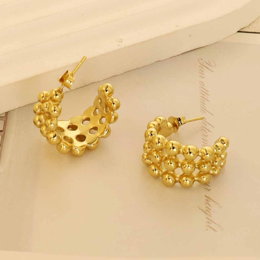 Gold Beaded Hoop Earrings