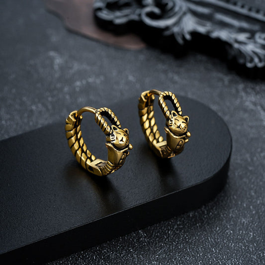 Gold Cat Earrings