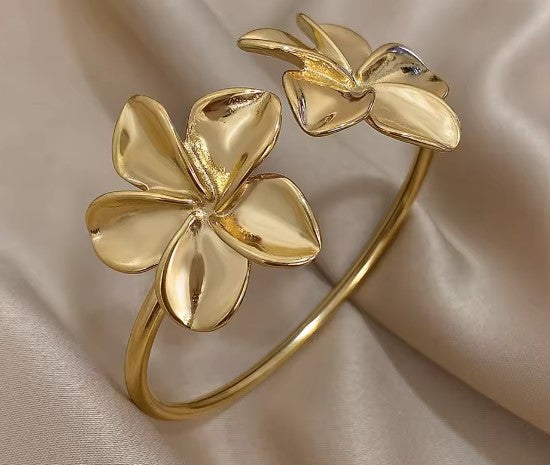 Gold Flower Cuff Bracelet
