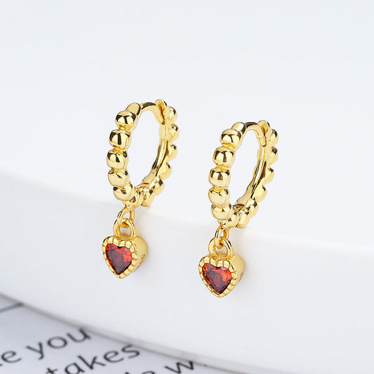 Gold Heart Drop Earrings