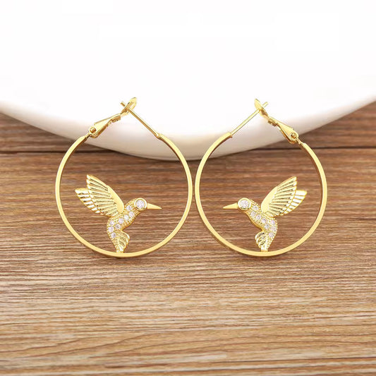 Gold Hummingbird Earrings