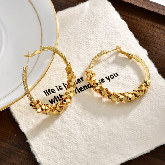 Gold Nugget Hoop Earrings