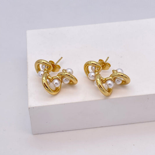 Gold Pearl Earrings