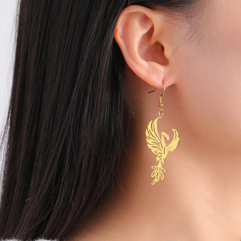 Gold Phoenix Earrings