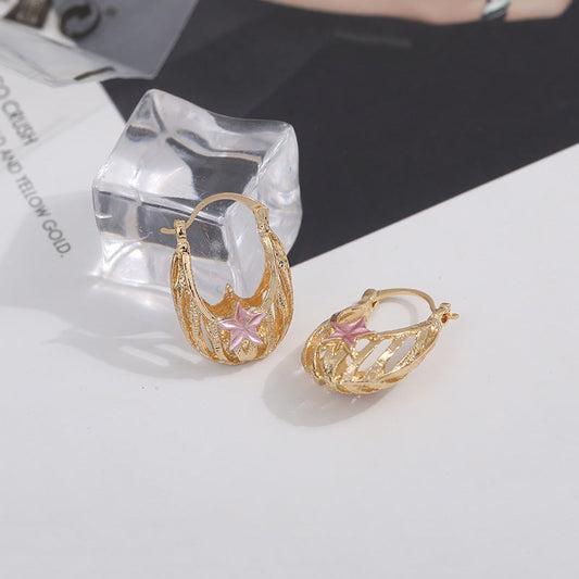 Gold Star Hoop Earrings