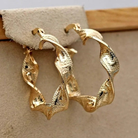 Gold Textured Earrings