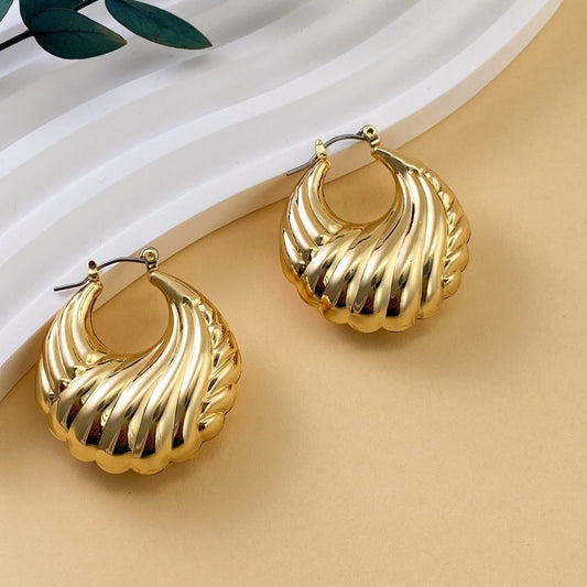 Gold Textured Hoop Earrings