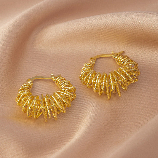 Gold Textured Hoop Earrings