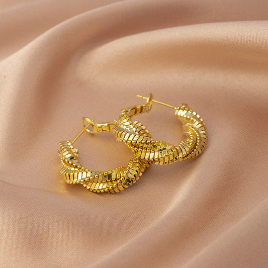 Gold Textured Hoop Earrings