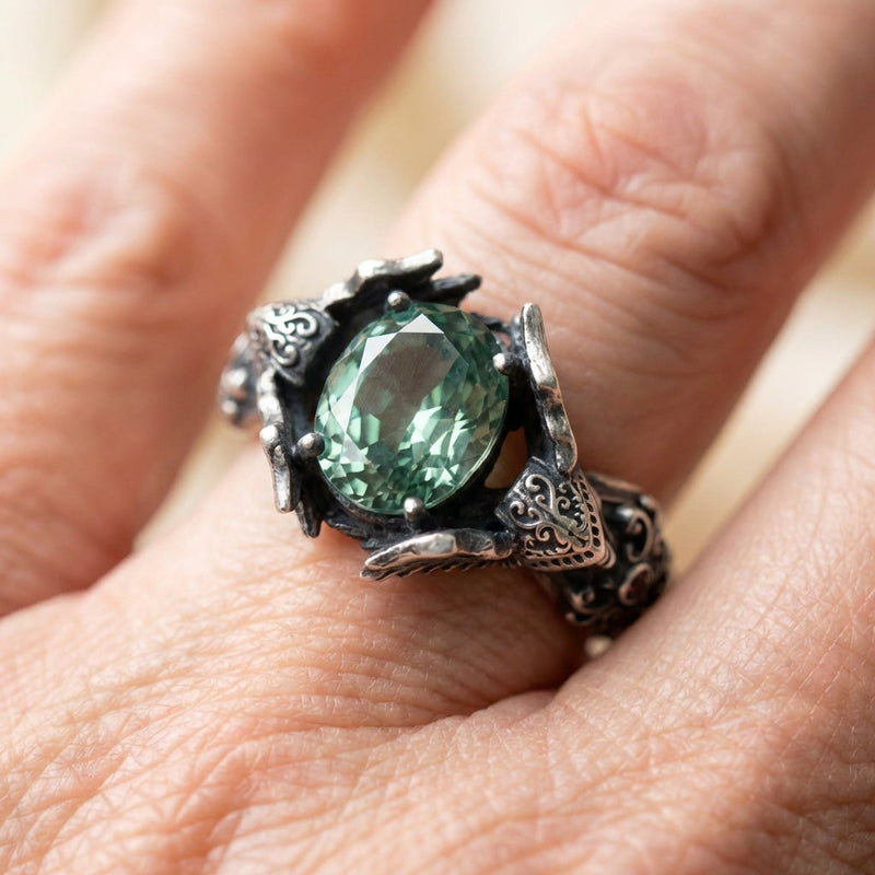 Gothic Emerald Statement Ring