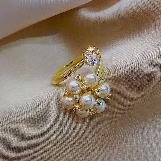 Adjustable Sweet Ring With Pearls